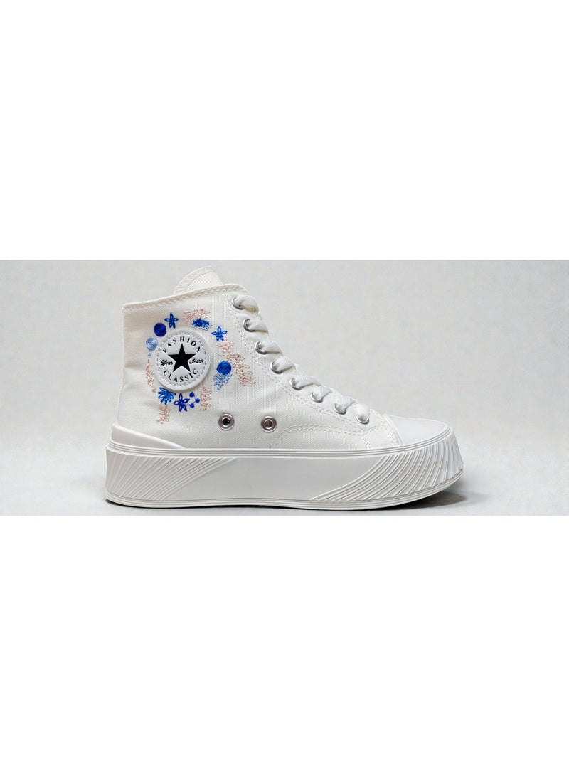 High-top canvas sneakers with a hand-embroidered design - Image 5